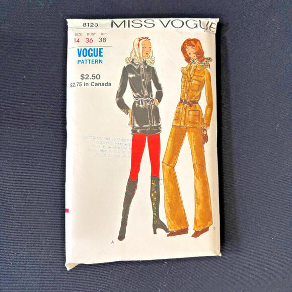 Vintage 1970s Miss Vogue 8123 Sewing Pattern Size 14 Bust 36 Rare Uncut‎ VTG 70s - Picture 1 of 6